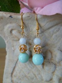Very simple but attractive pale green glass earrings with crystal.

Arrives boxed and gift wrapped. Price: &pound;18.89